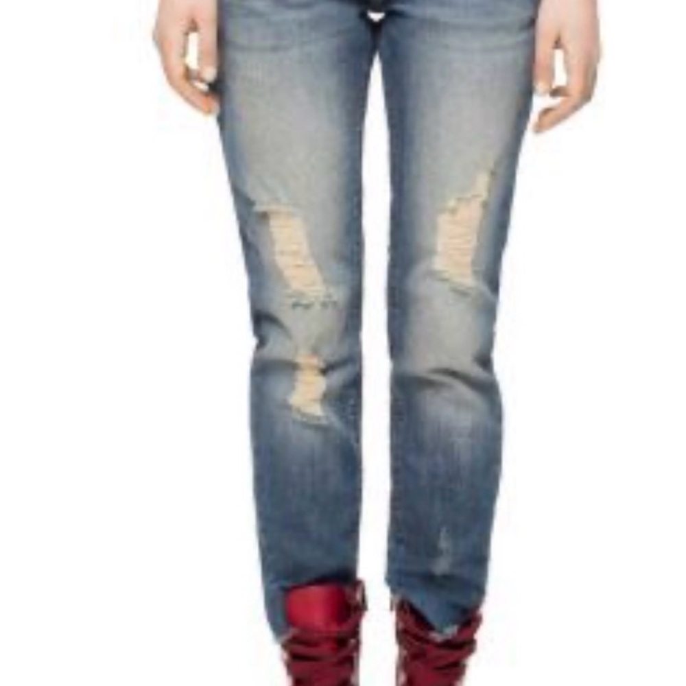 Zadig & Voltaire Eva Studded Distressed Slim Jeans Light Wash Sz 26 luxury demin - Picture 14 of 14